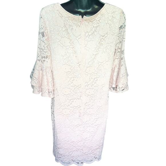 Liz Claiborne Pink Lace Bell Sleeve Shift Dress Size 10 - Picture 5 of 8
